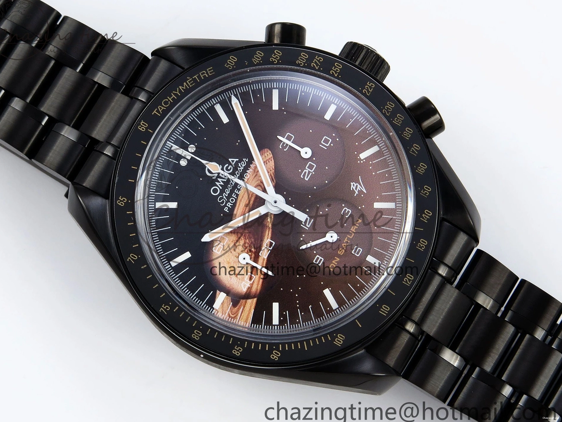 0422 Speedmaster Black Benom PVD Saturn RMF Best Edition on PVD Bracelet Lemania HW StreetReady 7726